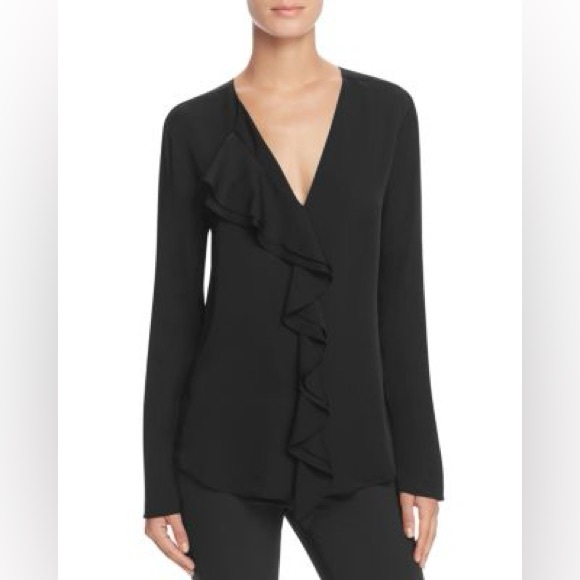 Theory Jastrid Silk Ruffle Front Blouse‎ - Picture 1 of 9